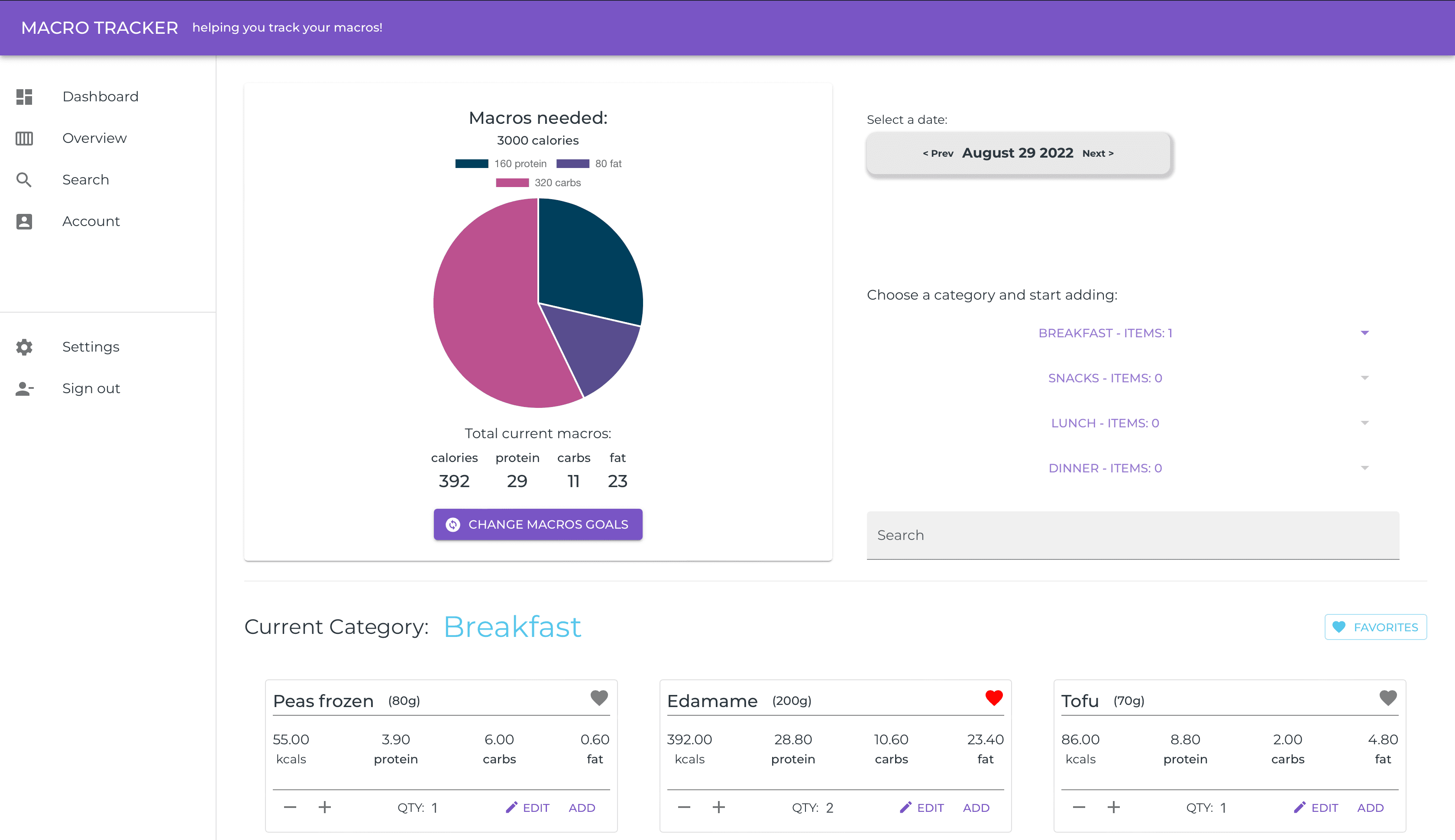 macro tracker web app